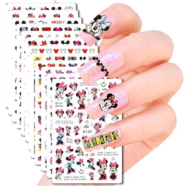 1PCS 3D Cute Cartoon Mickey Minnie Nail Sticker Nail Art Decoration New  Disney Anime Adhesive Sticker Nail Art Supplies Manicure